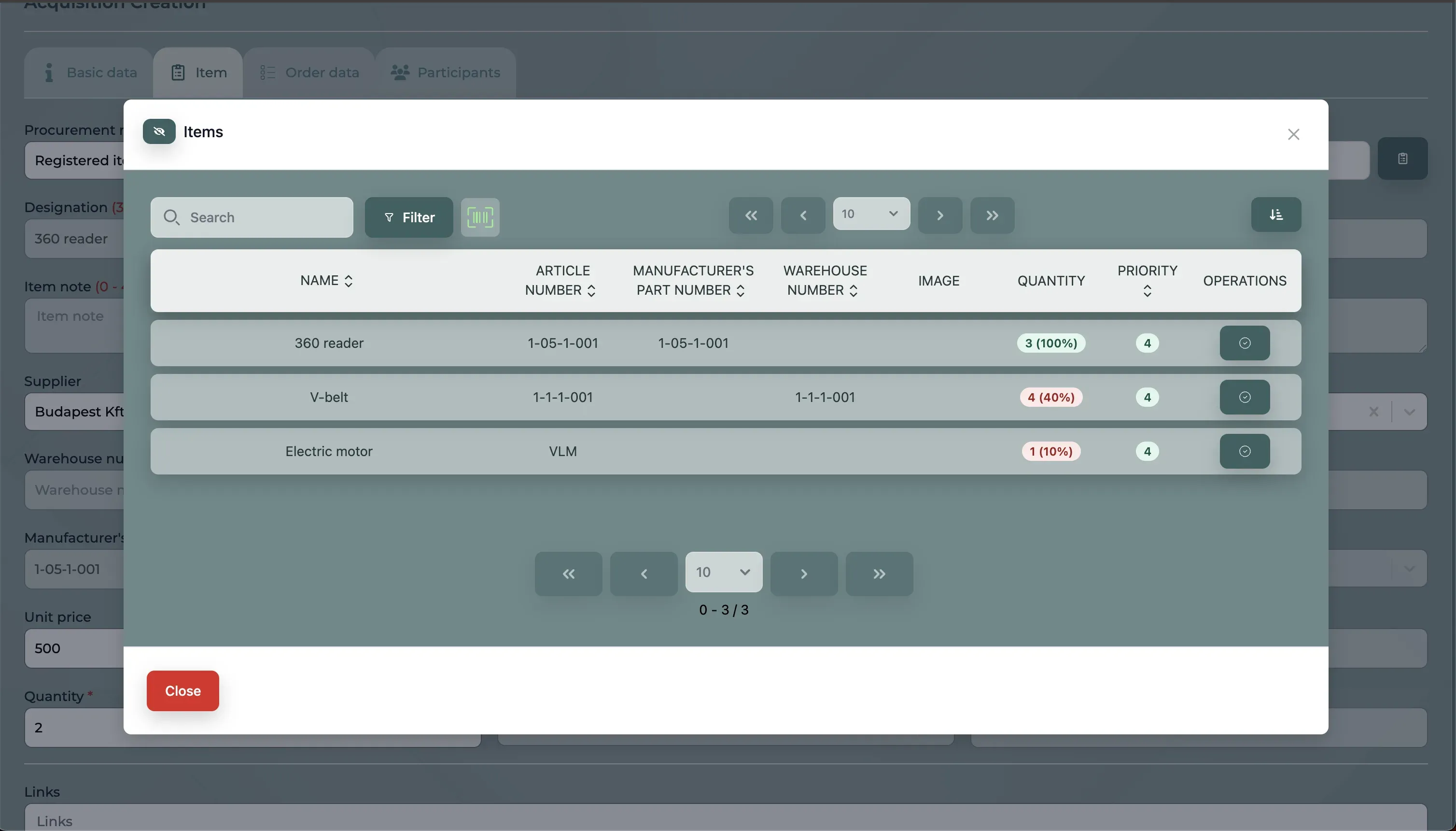 TAMMS Procurement module